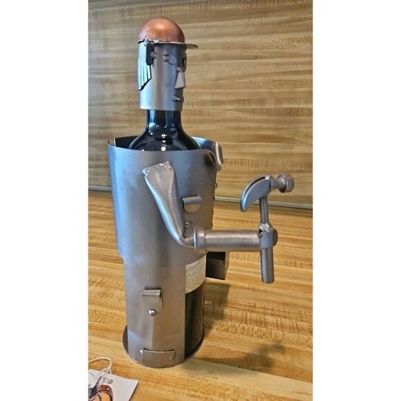 H&K Steel Sculpt￼ure Wine Bottle Holder-Carpenter-Handmade Ltd. Edition - Picture 6 of 11